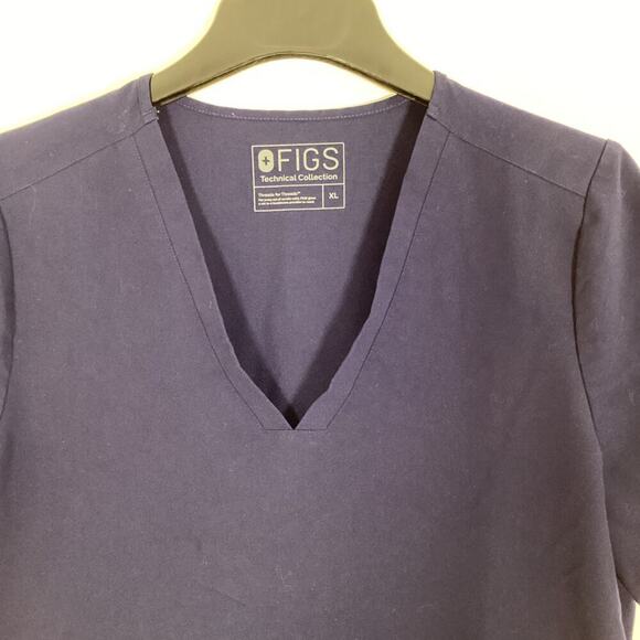 Figs Technical Collection Women’s Scrub Top Navy Blue XL Pockets Medical Nurse - Picture 5 of 11